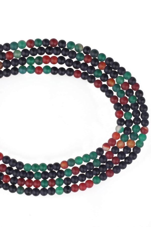 4 MM Yeşil Siyah Kahve Mat Kahve Akik Taşı Dizi - Dizi0256 - Image 1