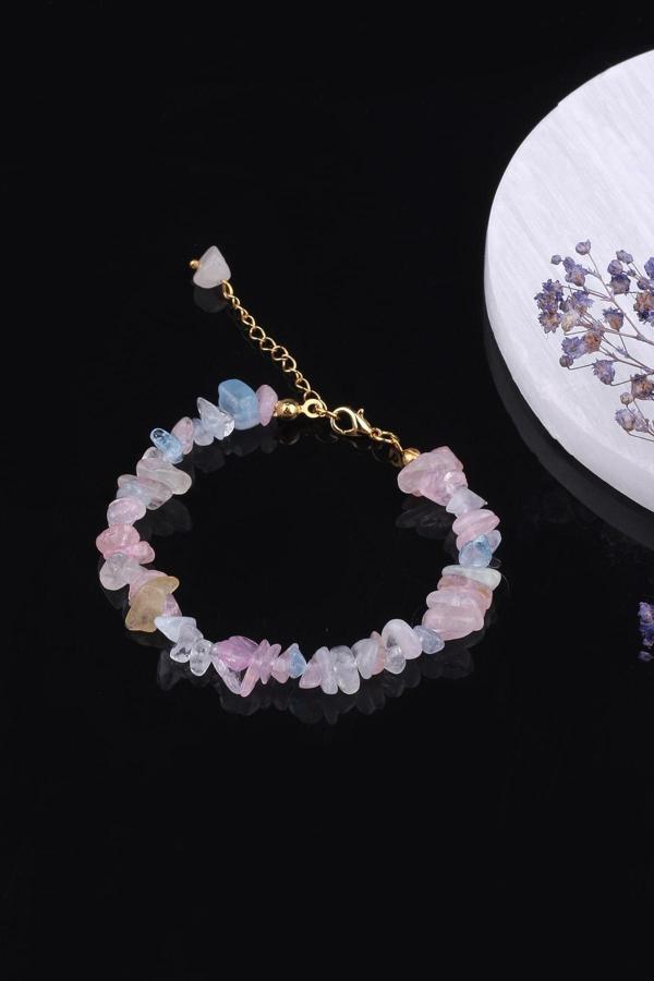 Doğal Morganit Taşlı Kadın Bileklik - 300214 - Image 1