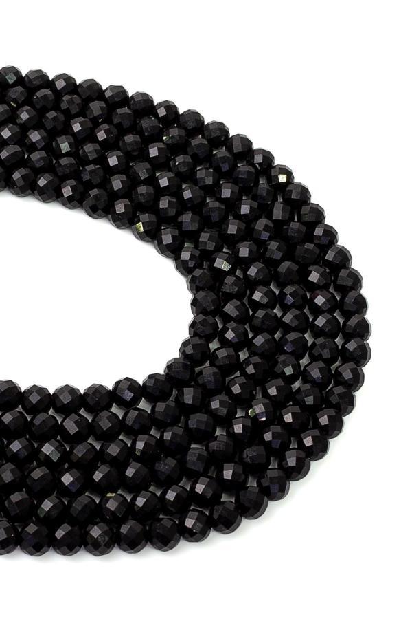 6 MM Faset Kesim Siyah Akik Taşı Dizi - Image 1