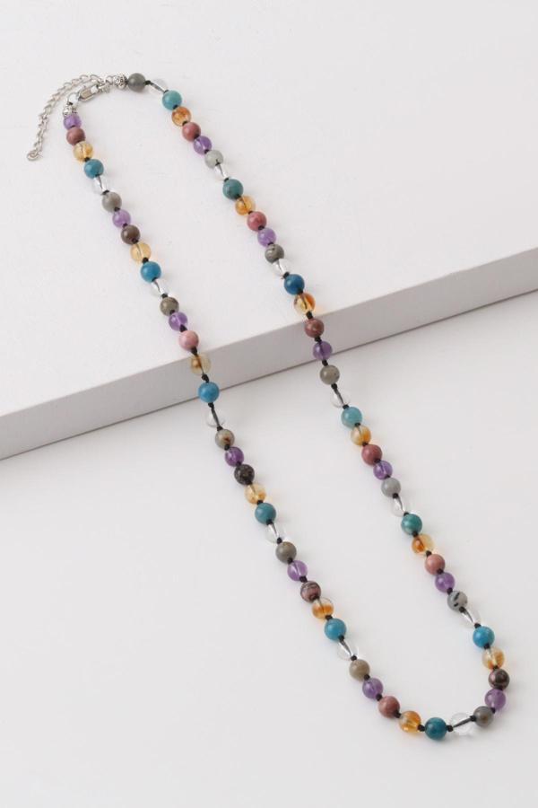 Zayıflama Taşı Kolyesi (Ametist, Apatit, Kristal Kuvars, Sitrin ve Rodonit) - Image 1