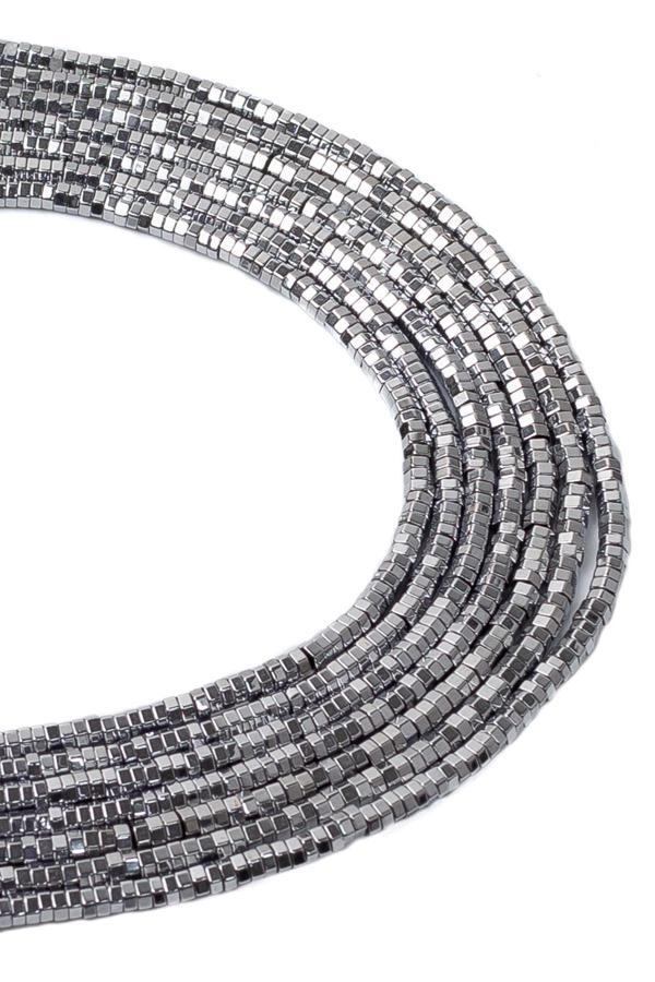2X1 MM Gümüş Renkli Altıgen Hematit Taşı Dizi - Image 1