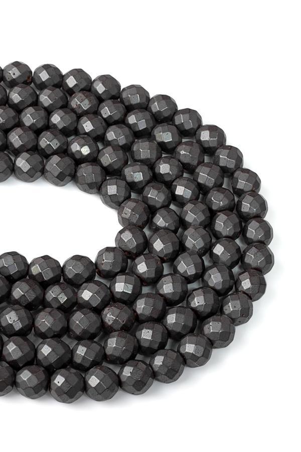 8 MM Faset Kesim Mat Hematit Taşı Dizi - DZ3082 - Image 1