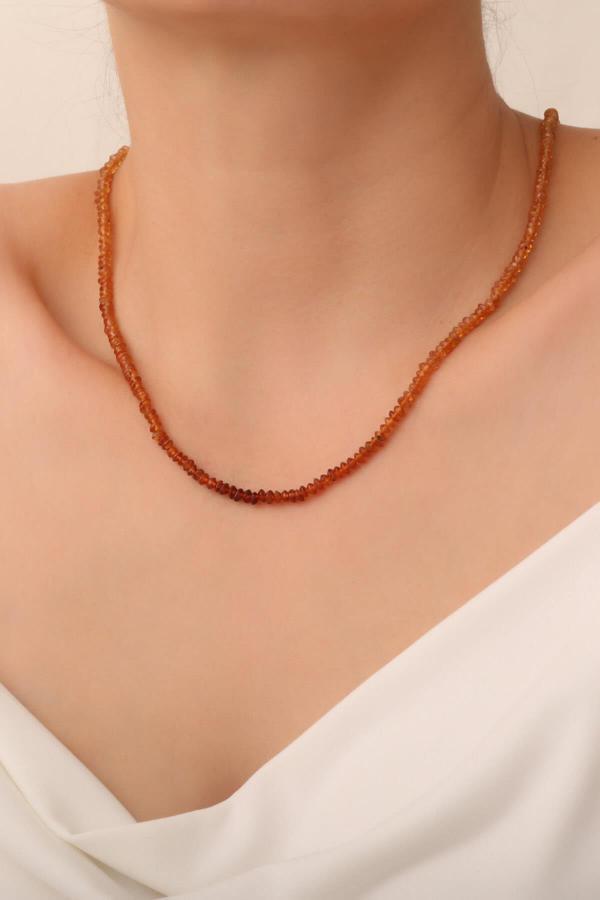 Hessonit Lal Taşı Kolye (925 Ayar Gümüş Aparatlı) - Image 1