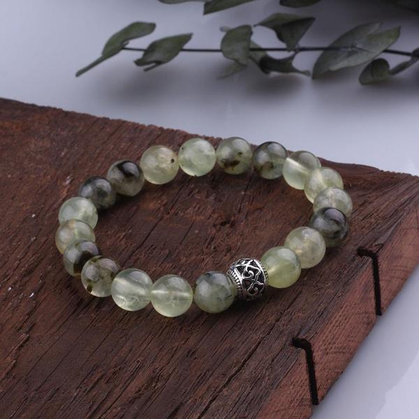 10 MM Küre Kesim Prinayt ( Prehnit) Taşlı Doğal Taş Bileklik - BL0258 - Image 1