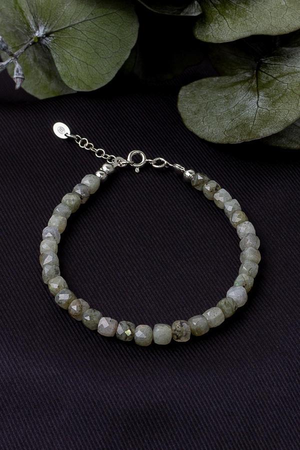 Labradorit Taşı Bileklik ( 925 Ayar Gümüş Aparatlı ) - Image 1