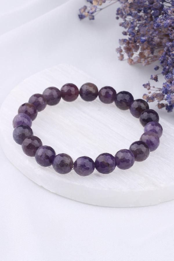 10 MM Ametist Faset Kesim Doğaltaş Bileklik - BL0047 - Image 1