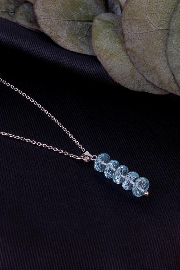 Topaz Taşı Kolye ( 925 Ayar Gümüş Aparat ve Zincirli) - Image 1