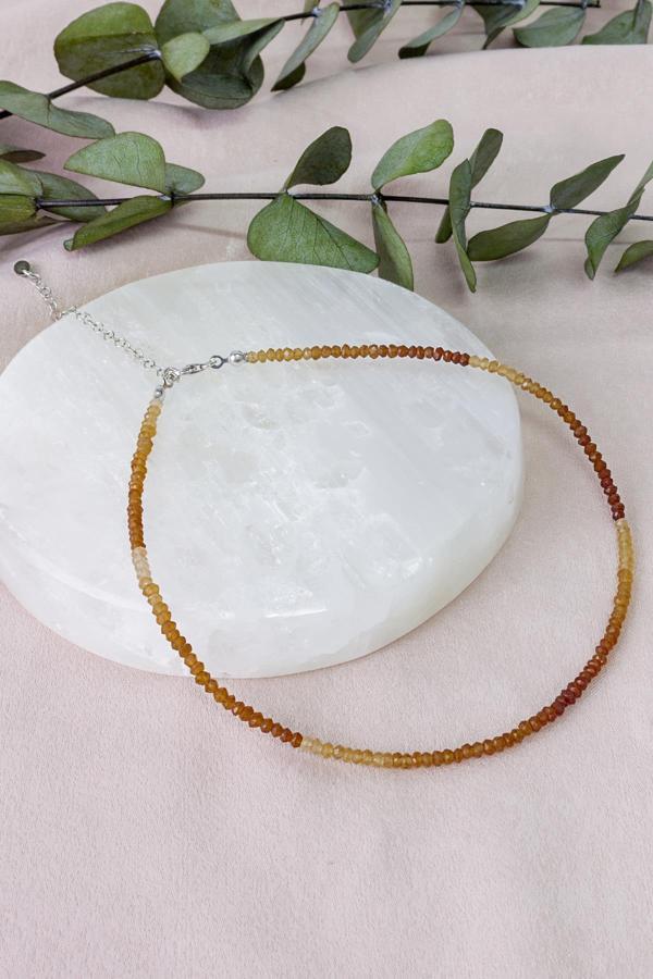 Hessonite Taşı Doğal Taş Kadın Kolyesi (925 Ayar Gümüş Aparatlı) - Image 1