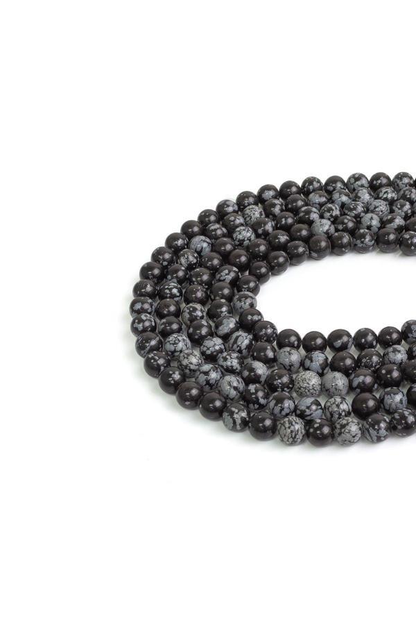6 MM Karlı Obsidyen Taşı Dizi - Image 1