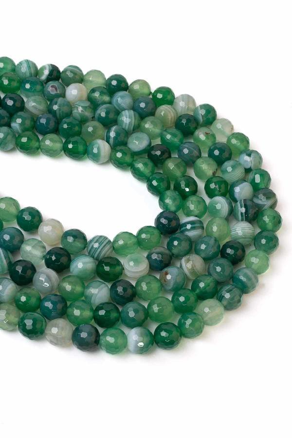 8 MM Faset Yeşil Akik Taşı Dizi - Image 1