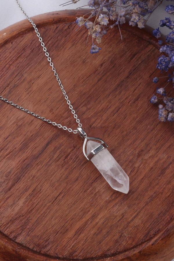 Doğal Çivi Kesim Kristal Kuvars Taşı Kolye - KL0456 - Image 1