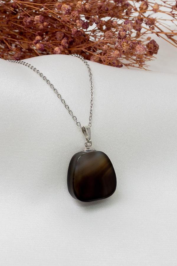 Siyah Akik Taşı Kolye - Image 1