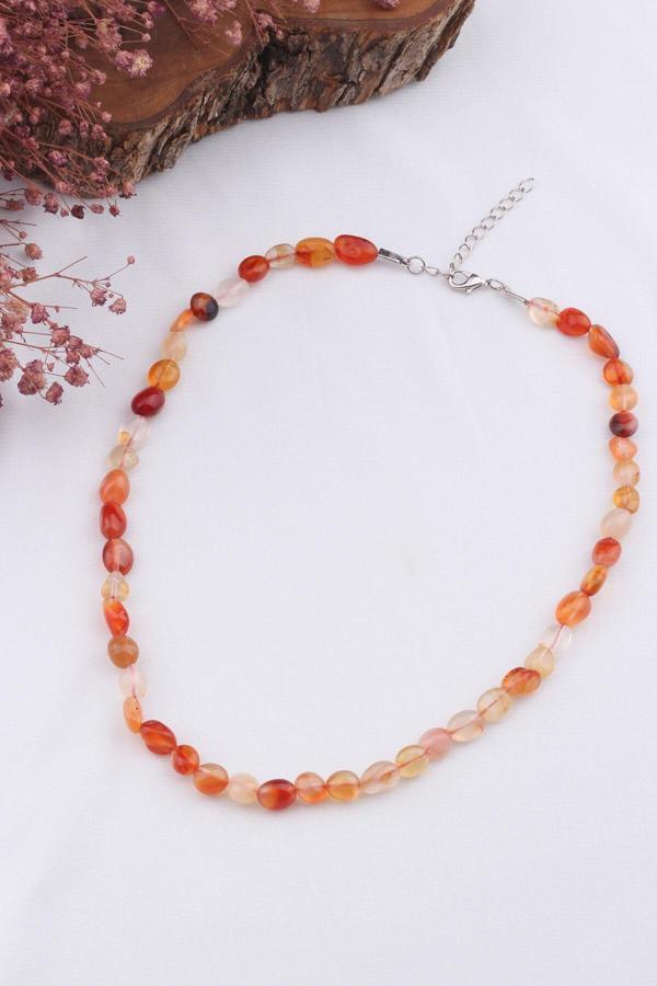 Akik Taşı Doğal Taş Kadın Kolye - KOL0124 - Image 1