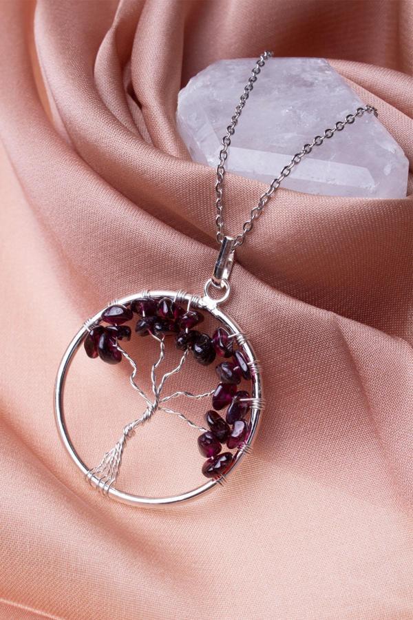 Lal Granat Taşı ( garnet) Hayat Ağacı Kolye - Image 1