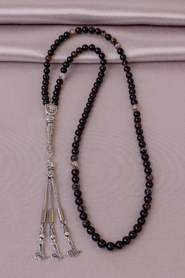 99'lu Siyah Akik Taşı Tesbih - Image 1