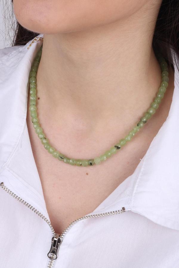 Prinayt ( Prehnit )  Taşlı Kadın Kolye - 200067 - Image 1