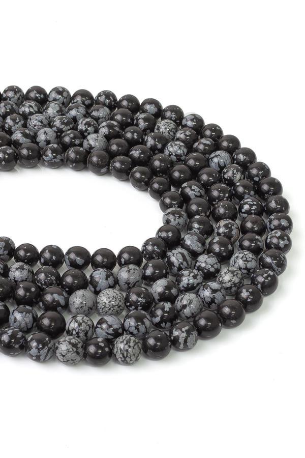 8 MM Karlı Obsidyen Taşı Dizi - Image 1