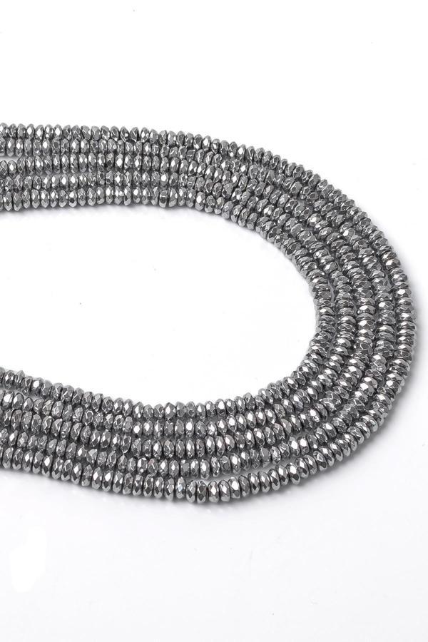 4X2 MM Gümüş Renkli Rondela Hematit Taşı Dizi - Image 1