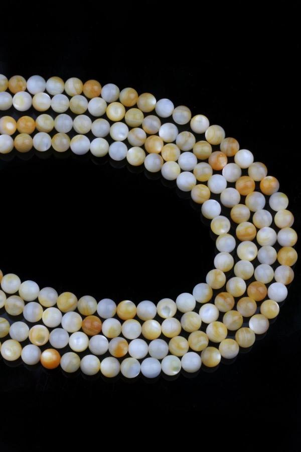 8 MM Sarı Beyaz Sedef Taşı Dizi - DZ3969 - Image 1