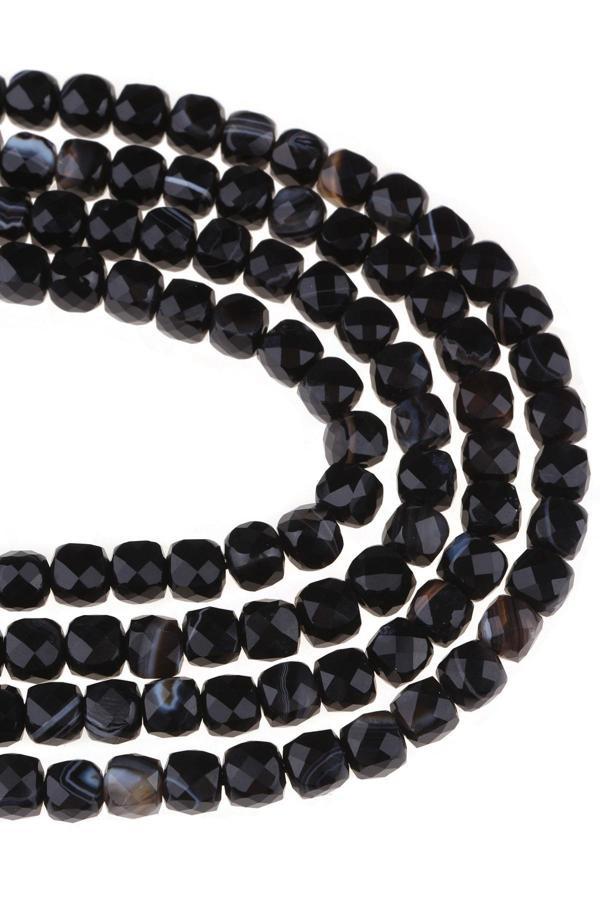 5X5 MM Küp Kesim Siyah Akik Taşı Dizi - DZ3725 - Image 1