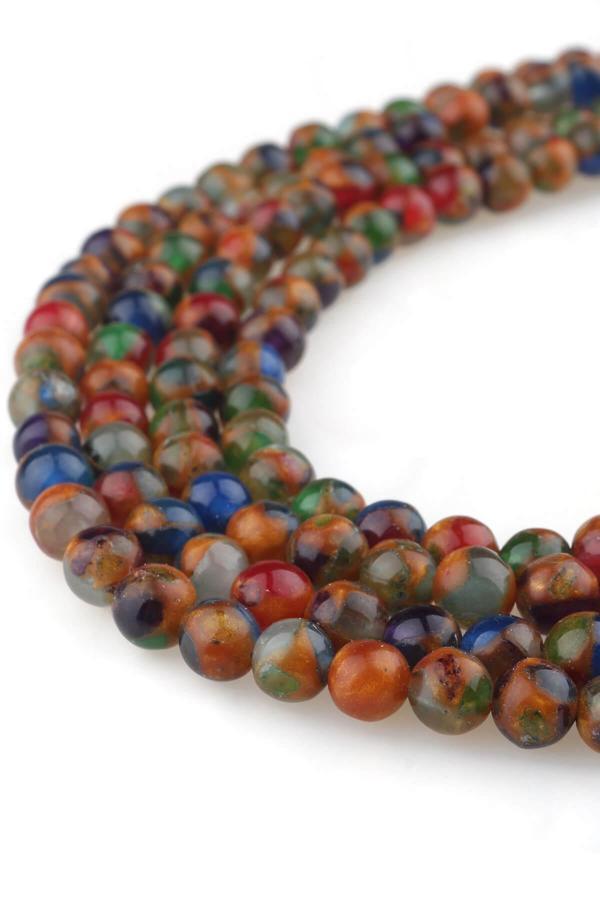 6 MM Renkli Opal Akik Taşı Dizi - DZ4074-R - Image 1