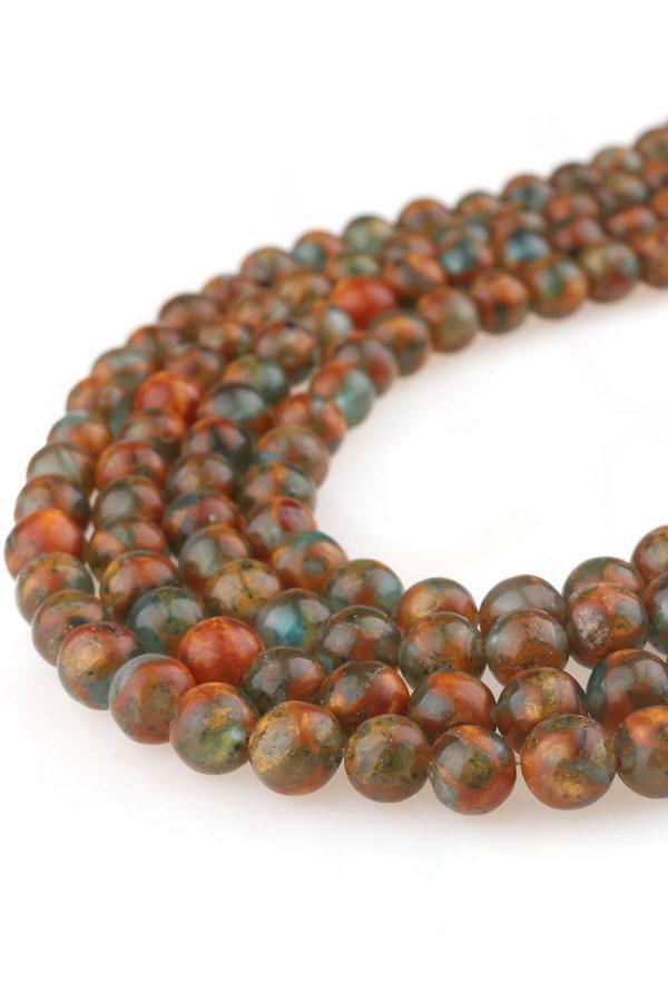 6 MM Mavi Sarı Opal Akik Taşı Dizi - DZ4074-TY - Image 1