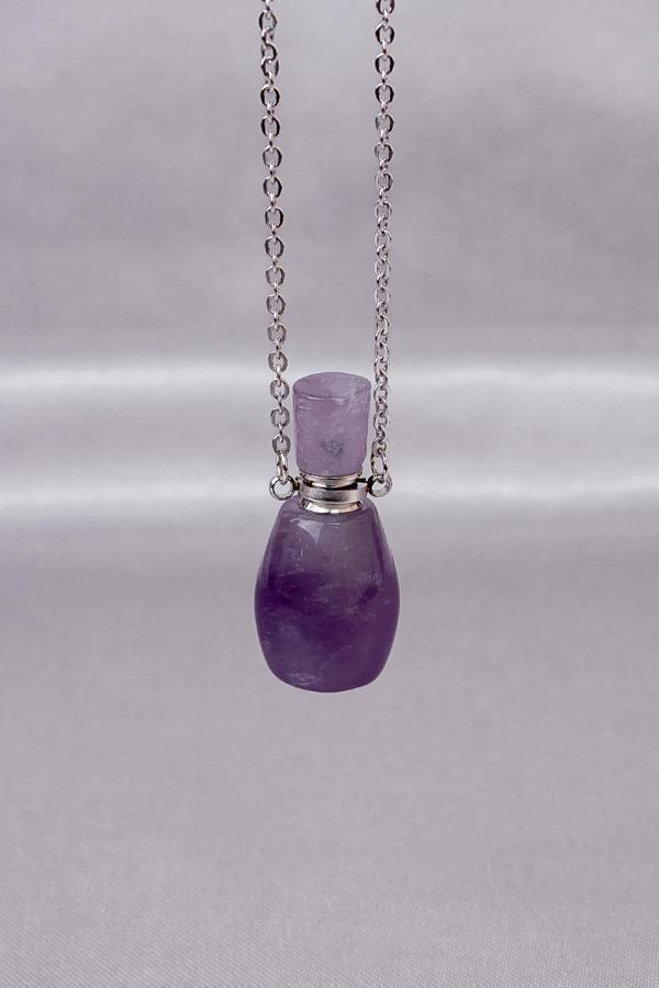 Ametist Taşı Parfüm Şişesi Kolye - Image 1