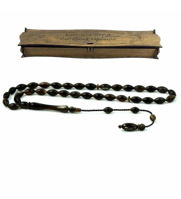 Kişiye Özel Ahşap Kutulu Abanoz Ağacı Tesbih – Hediyelik Lüks Tasarım - Image 1