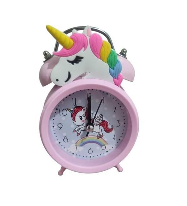 Unicorn Tasarımlı Pembe Alarmlı Masa Çalar Saati – Çocuk Odası ve Hediyelik Saat - Image 1