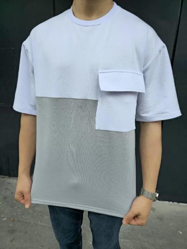 MDB Unisex Torba Cep Detaylı Parçalı Thirt  Gri - Image 1