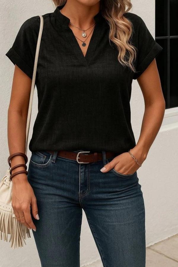 MDB Kadın Kısa Kollu Hakim Yaka Sofya Bluz - Image 1