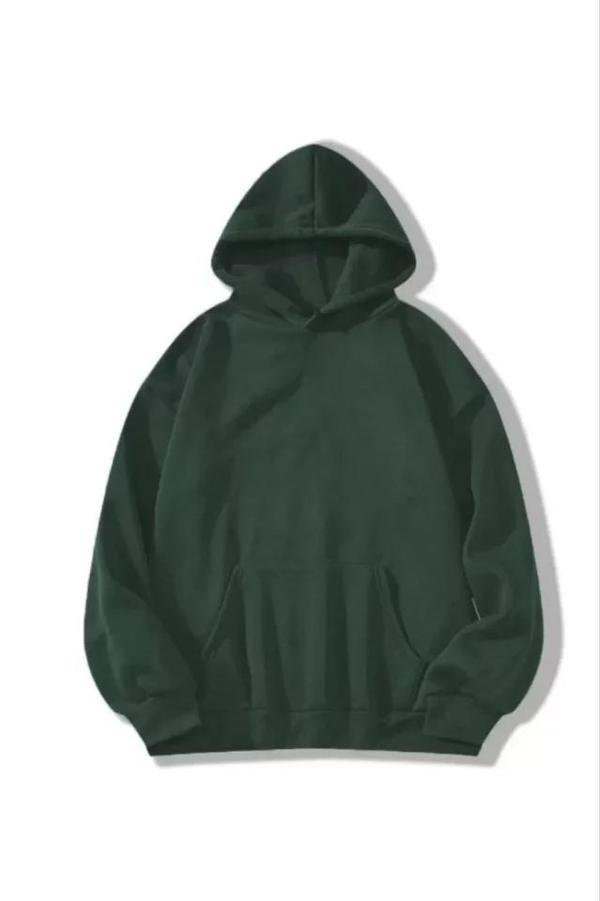 MDB 3 İplik Pamuklu Unisex Kapşonlu weetshirt  Haki - Image 1