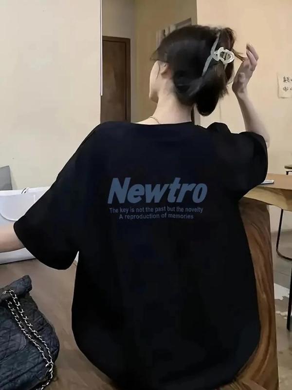 MDB Baskılı Oversize Bisiklet Yaka Tshirt  iyah - Image 1