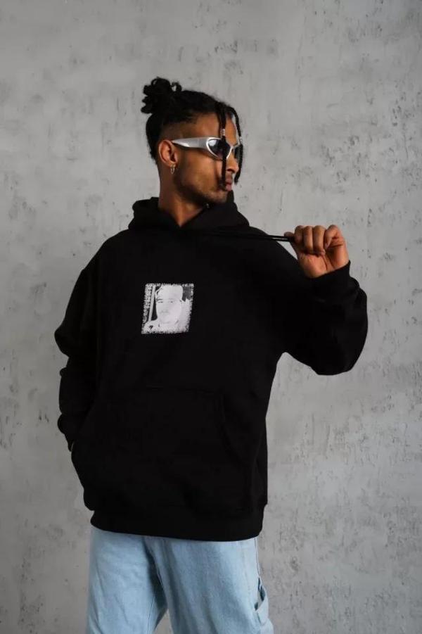 MDB Erkek Ön Arka Baskılı Kapşonlu weat  iyah - Image 1