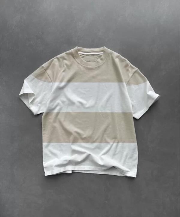 MDB Unisex Bisiklet Yaka Parçalı Thirt  Bej - Image 1