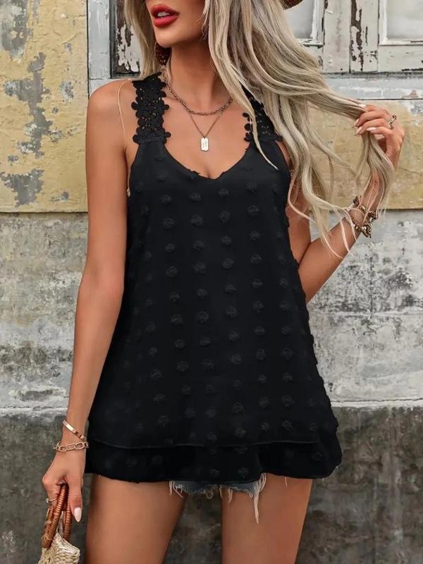 MDB Kadın Dantel Askılı V Yakalı Sırtı çapraz Detaylı Ponpon Bluz - Image 1