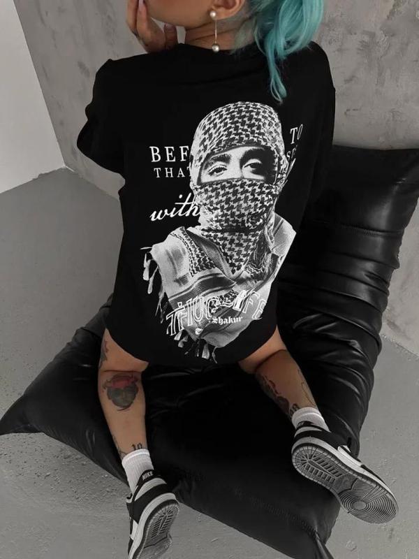 MDB Unisex Baskılı Oversize Thirt  iyah - Image 1