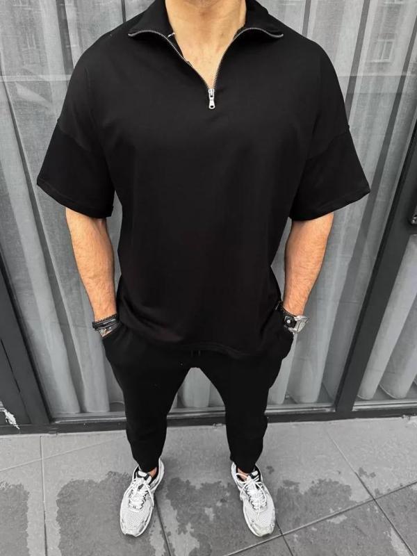 MDB Unisex Yarım Fermuarlı Basic Thirt  iyah - Image 1