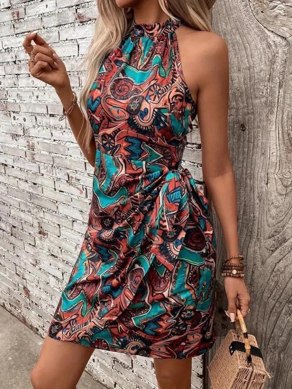 MDB Kadın Omuzlardan Açık Yarı Balıkçı Yaka Yandan çapraz Bağlama Detaylı Süprem Kısa Elbise - Image 1