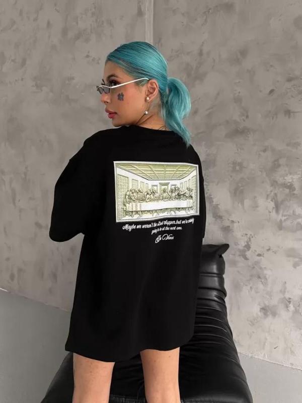 MDB Unisex Baskılı Oversize Thirt  iyah - Image 1