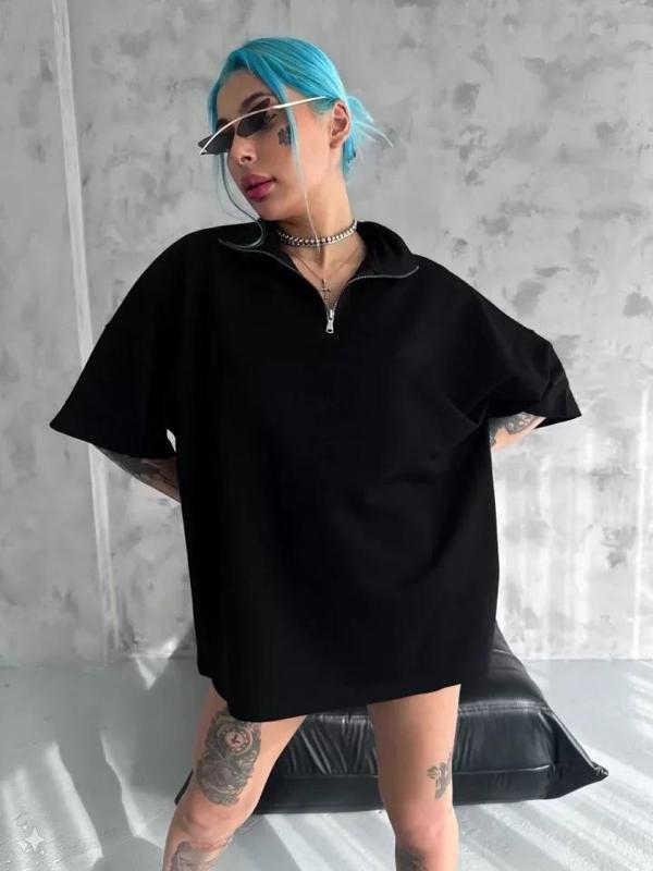 MDB Unisex Yarım Fermuarlı Basic Thirt  iyah - Image 1