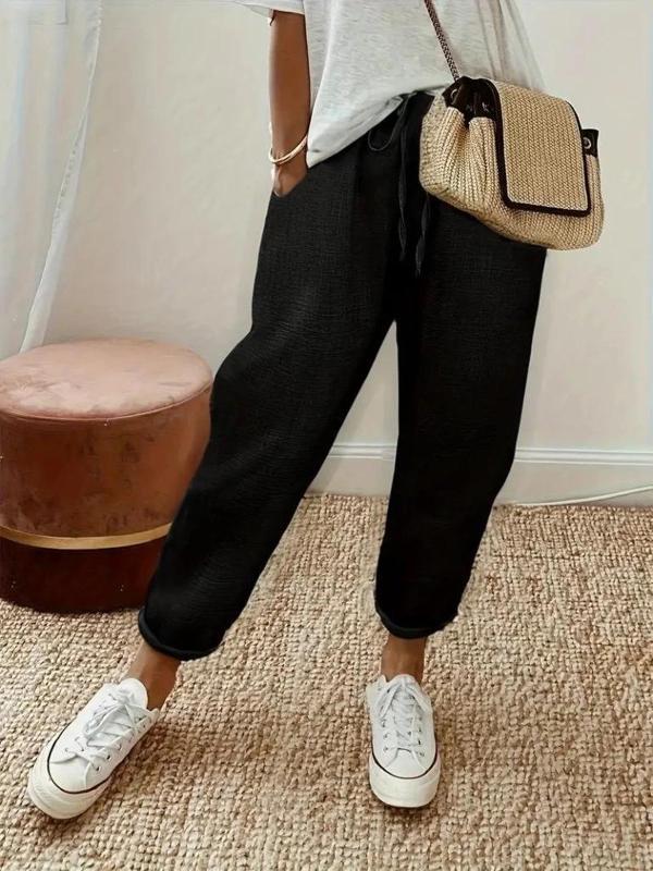 MDB Kadın Yüksek Bel Lastikli Belde Bağcık Detaylı Aerobin Pantolon - Image 1