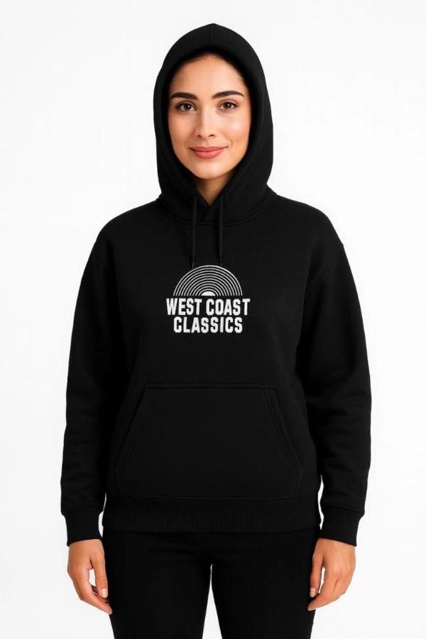 MDB Üç İplik Kapüşonlu Ön Ve Arka Baskılı weathirt Hoodie  iyah - Image 1