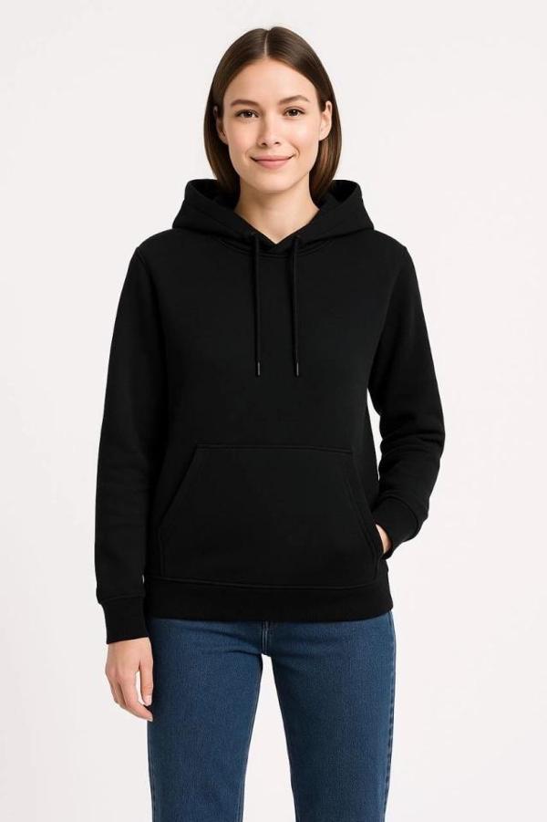 MDB Üç İplik Kapüşonlu Kanguru Çepli weathirt Hoodie  iyah - Image 1