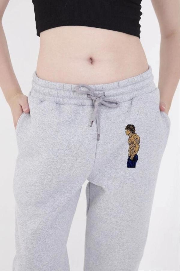 MDB astikli Üç İplik Baskılı Eşofman Pantolon  Gri - Image 1