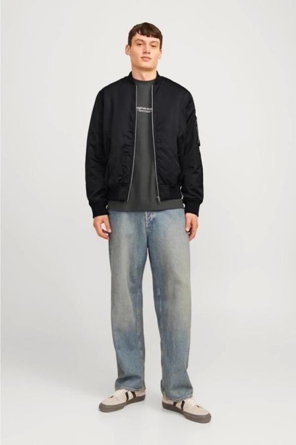 MDB Unisex İçi Astarlı Düz Bomber Ceket  iyah - Image 1