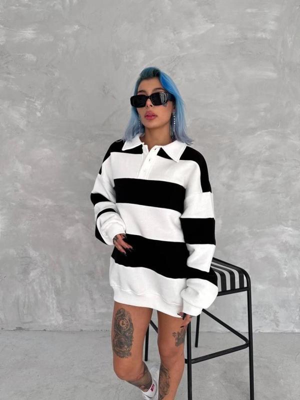 MDB Unisex Üç İplik Parçalı Yakalı weathirt  iyah - Image 1