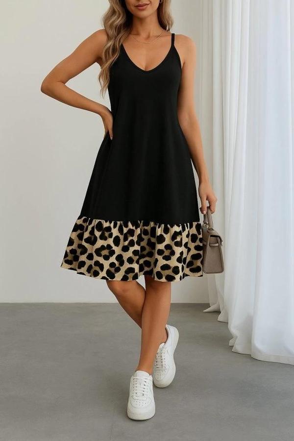 MDB Kadın Ip Detaylı Kısa Elbise Askılı Yuvarlak Yakalı Viskon Etek Süprem Elbise - Image 1