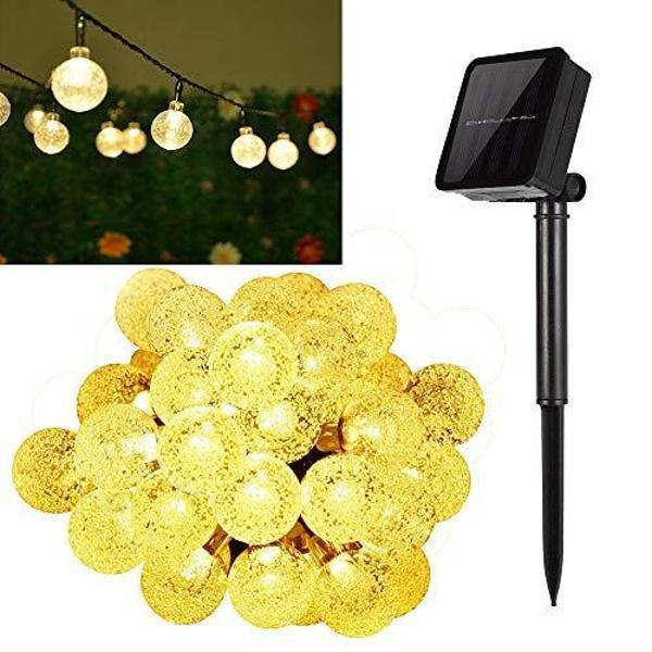 SGE TEKNOLOJİ 7 METRE 50 LED SARI ŞEFFAF KRİSTAL TOP 8 MODLU SOLAR GÜNEŞ ENERJİLİ BAHÇE TERAS PARTİ BALKON SÜSÜ AYDINLAT - Image 1