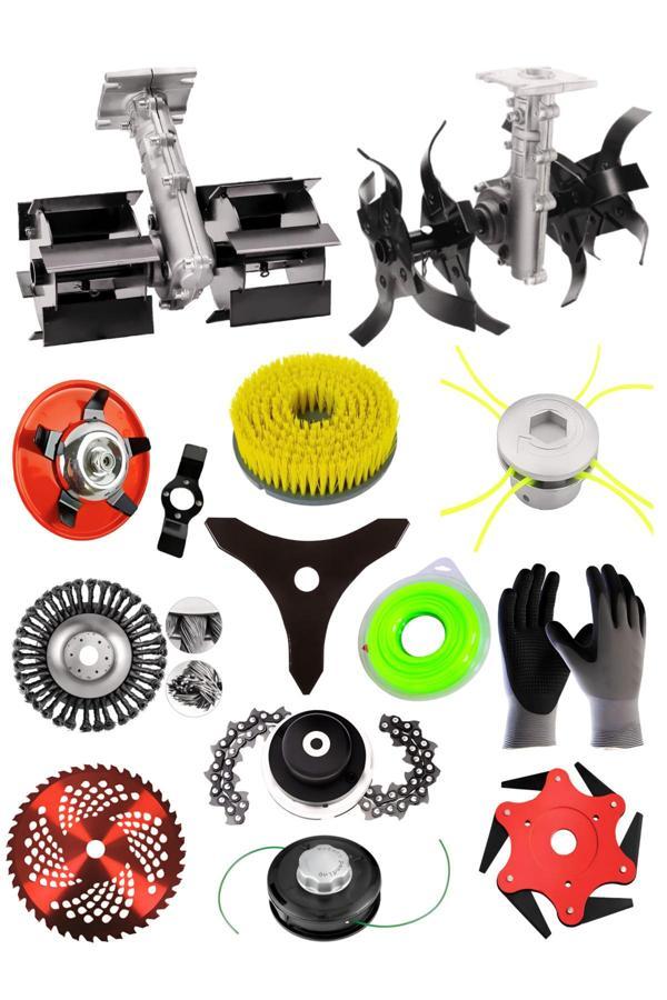 Benzinli Tırpan Çift Çapalama Aparatı 26 MM 9 Diş + 11 Li Bahçivan Seti - Image 1